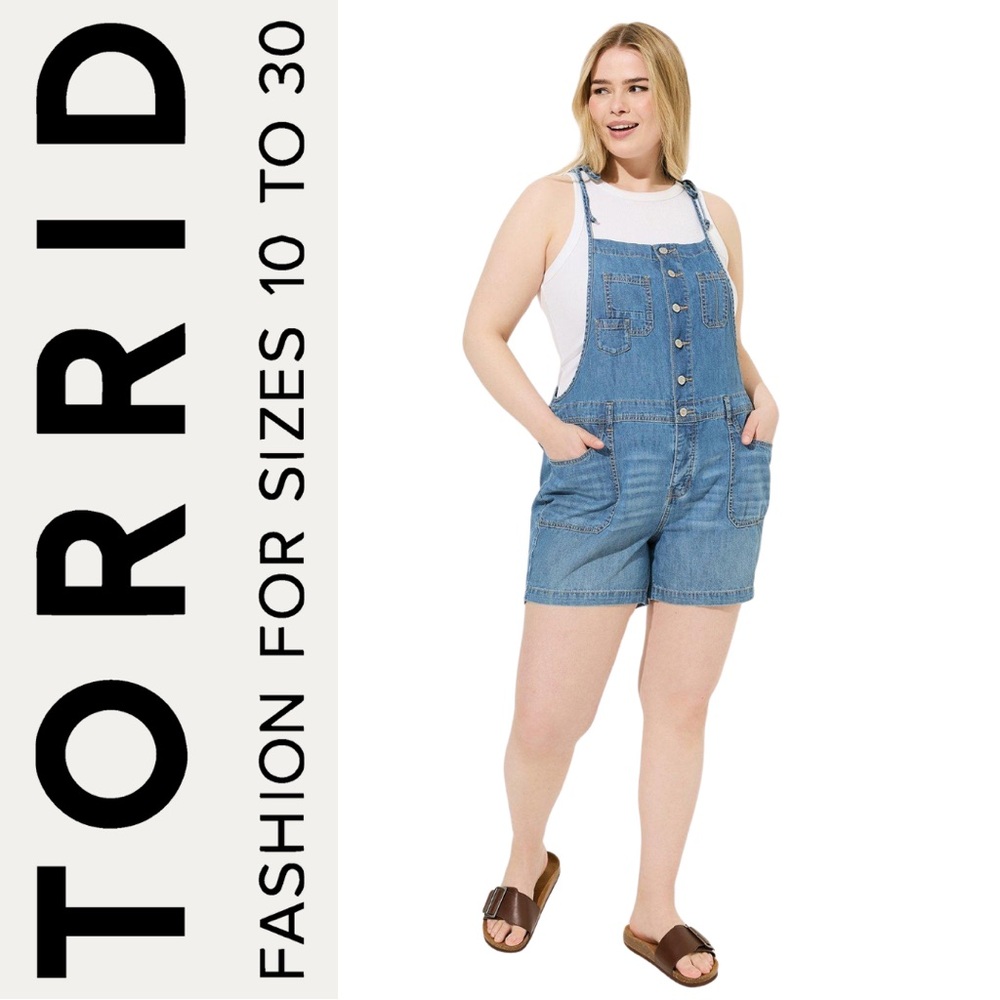 Torrid Blue Jumpsuit Relaxed Fit Adjustable Straps